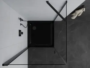 MEXEN/S - Pretória sprchovací kút 80x80, transparent, čierna + sprchová vanička vrátane sifónu 852-080-080-70-00-4070B