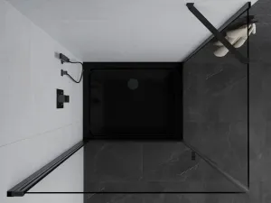 MEXEN/S - Pretória sprchovací kút 80x120, transparent, čierna + sprchová vanička vrátane sifónu 852-080-120-70-00-4070B