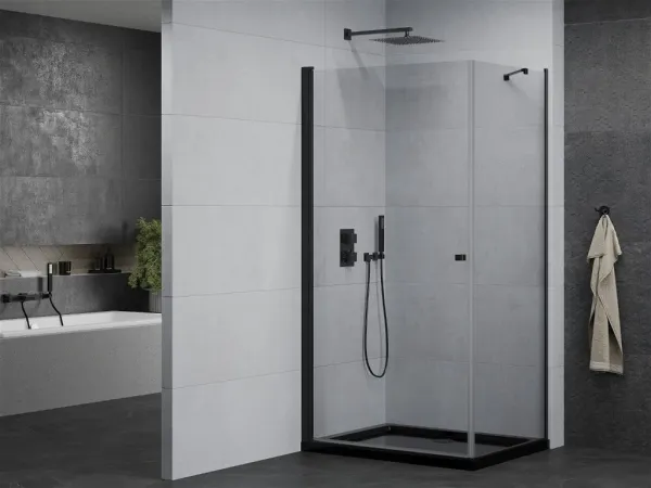 MEXEN/S - Pretória sprchovací kút 100x90, transparent, čierna + sprchová vanička vrátane sifónu 852-100-090-70-00-4070B