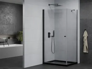 MEXEN/S - Pretória sprchovací kút 100x90, transparent, čierna + sprchová vanička vrátane sifónu 852-100-090-70-00-4070B