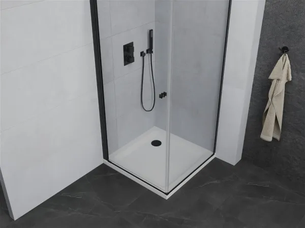 MEXEN/S - Pretória sprchovací kút 70x70, transparent, čierna + sprchová vanička vrátane sifónu 852-070-070-70-00-4010B