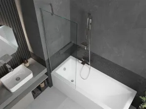 MEXEN/S - Cubik obdĺžniková vaňa 160 x 70 cm s panelom + vaňová zástena 70, transparent, chróm 550316070X9507000001