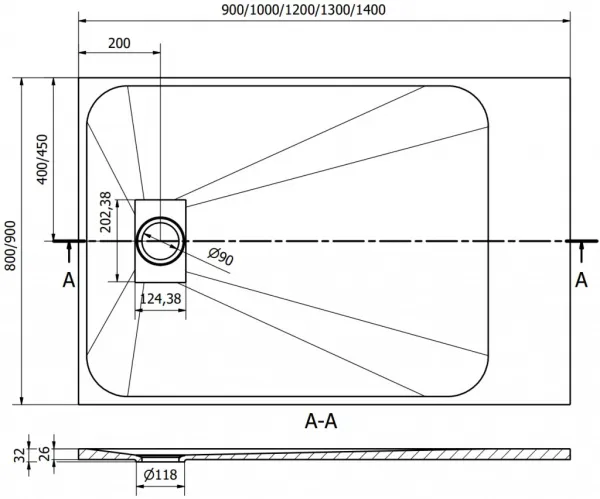 MEXEN - Hugo sprchová vanička obdĺžniková SMC 140x90, biela 42109014