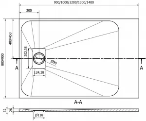 MEXEN - Hugo sprchová vanička obdĺžniková SMC 140x90, biela 42109014
