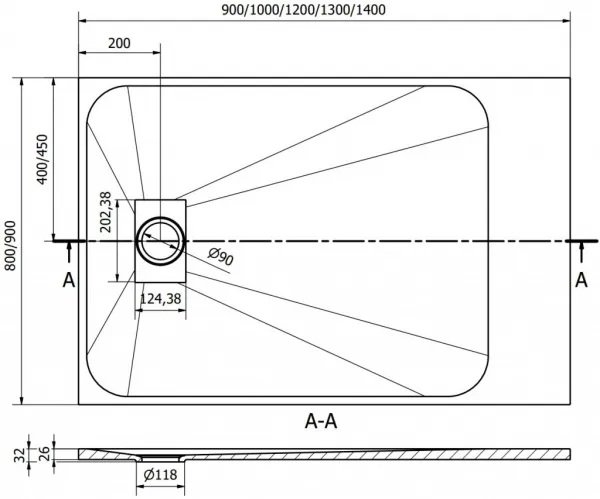 MEXEN - Hugo sprchová vanička obdĺžniková SMC 140x80, biela 42108014