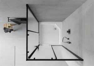 MEXEN/S - Rio sprchovací kút štvorec 90 x 90, dekor, čierny + vanička Rio vrátane výpuste 860-090-090-70-30-4510