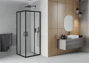 MEXEN - Rio sprchovací kút štvorec 80 x 80, dekor, čierna 860-080-080-70-30