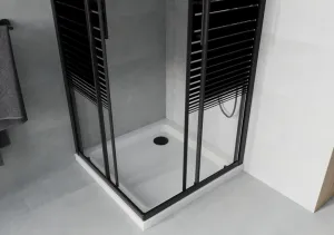 MEXEN/S - Rio sprchovací kút štvorec 70x70, pruhy, čierna + biela vanička so sifónom 860-070-070-70-20-4010B