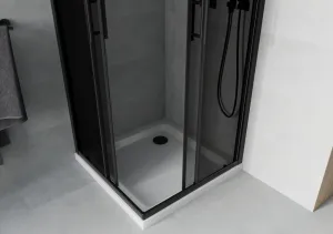 MEXEN/S - Rio sprchovací kút štvorec 70x70, grafit, čierna + biela vanička so sifónom 860-070-070-70-40-4010B