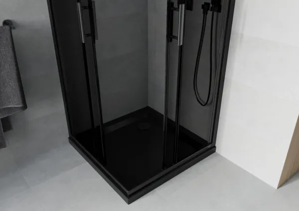MEXEN/S - Rio sprchovací kút 70x70, grafit, čierna + vanička so sifónom 860-070-070-70-40-4070B