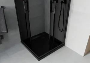 MEXEN/S - Rio sprchovací kút 70x70, grafit, čierna + vanička so sifónom 860-070-070-70-40-4070B