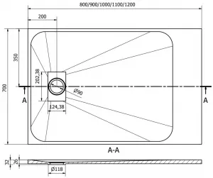 MEXEN - Hugo sprchová vanička obdĺžniková SMC 80x70, biela 42107080