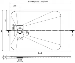 MEXEN - Hugo sprchová vanička obdĺžniková SMC 90x70, biela 42107090
