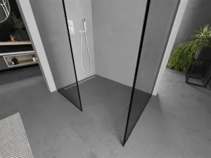 MEXEN/S - Kioto Sprchová zástena Walk-in 100 x 80, čierny vzor, biela 800-100-202-20-70-080