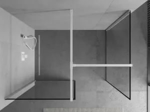 MEXEN/S - Kioto Sprchová zástena Walk-in 80 x 70, čierny vzor, biela 800-080-202-20-70-070