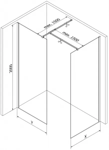 MEXEN/S - Kioto Sprchová zástena WALK-IN 85 x 80, transparent, chróm 800-085-202-01-00-080
