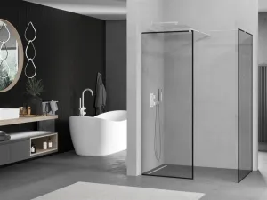MEXEN/S - Kioto Sprchová zástena Walk-in 80 x 70, čierny vzor, biela 800-080-202-20-70-070
