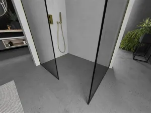 MEXEN/S - Kioto Sprchová zástena Walk-in 80 x 70, čierny vzor, zlatá 800-080-202-50-70-070
