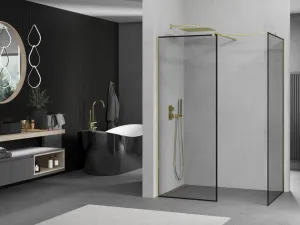 MEXEN/S - Kioto Sprchová zástena Walk-in 100 x 80, čierny vzor, zlatá 800-100-202-50-70-080