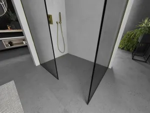 MEXEN/S - Kioto Sprchová zástena Walk-in 100 x 80, čierny vzor, zlatá 800-100-202-50-70-080