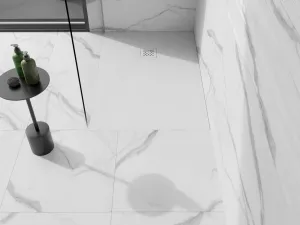 MEXEN/S - Stone+ obdĺžniková sprchová vanička 100 x 90, biela, mriežka biela 44109010-W