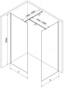 MEXEN/S - Kioto Sprchová zástena WALK-IN 85 x 70, transparent, chróm 800-085-202-01-00-070