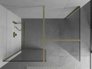 MEXEN/S - Kioto Sprchová zástena WALK-IN 80 x 80, transparent, zlatá 800-080-202-50-00-080
