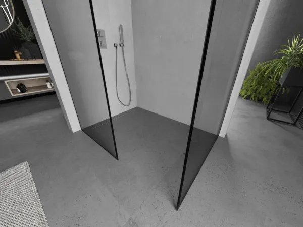 MEXEN/S - Kioto Sprchová zástena Walk-in 100 x 70, čierny vzor, chróm 800-100-202-01-70-070