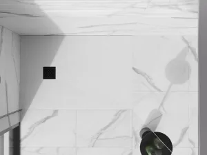 MEXEN/S - Stone+ obdĺžniková sprchová vanička 100 x 90, biela, mriežka čierna 44109010-B