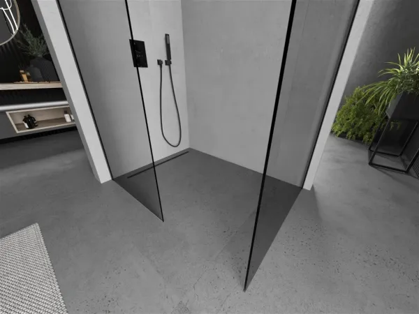 MEXEN/S - Kioto Sprchová zástena WALK-IN 90 x 85, transparent, čierna 800-090-202-70-00-085