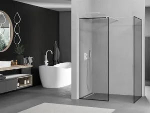 MEXEN/S - Kioto Sprchová zástena Walk-in 70 x 70, čierny vzor, biela 800-070-202-20-70-070