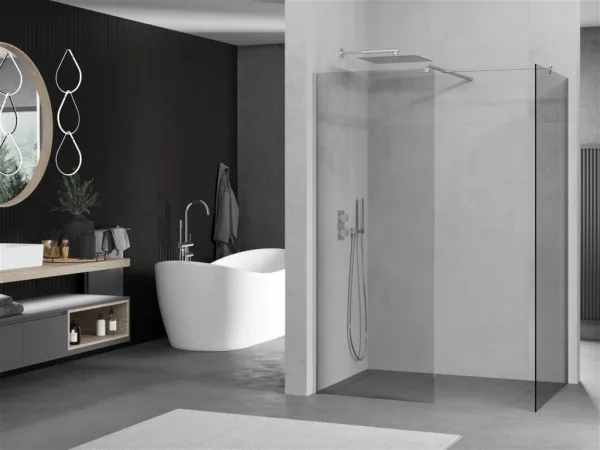 MEXEN/S - Kioto Sprchová zástena WALK-IN 85 x 70, transparent, chróm 800-085-202-01-00-070