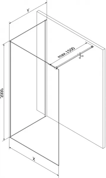 MEXEN/S - Kioto Sprchová zástena WALK-IN 100 x 85, transparent, chróm 800-100-212-01-00-085