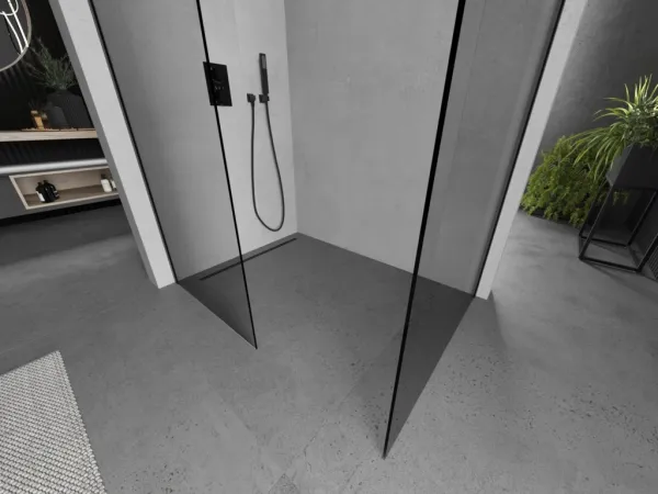 MEXEN/S - Kioto Sprchová zástena WALK-IN 85 x 80, transparent, čierna 800-085-202-70-00-080