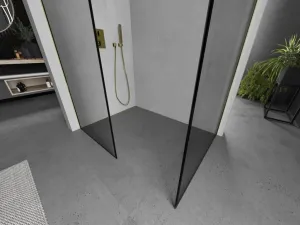 MEXEN/S - Kioto Sprchová zástena Walk-in 120 x 90, čierny vzor, zlatá 800-120-202-50-70-090