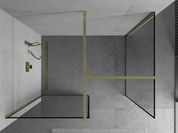 MEXEN/S - Kioto Sprchová zástena Walk-in 70 x 70, čierny vzor, zlatá 800-070-202-50-70-070
