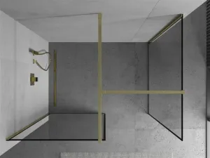 MEXEN/S - Kioto Sprchová zástena Walk-in 70 x 70, čierny vzor, zlatá 800-070-202-50-70-070