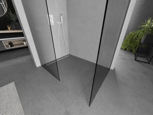 MEXEN/S - Kioto Sprchová zástena Walk-in 80 x 80, transparent, biela 800-080-202-20-00-080