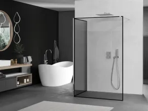 MEXEN/S - Kioto Sprchová zástena WALK-IN 100 x 80, čierny vzor, chróm 800-100-212-01-70-080