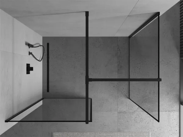 MEXEN/S - Kioto Sprchová zástena WALK-IN 80 x 70, čierny vzor, čierna 800-080-202-70-70-070