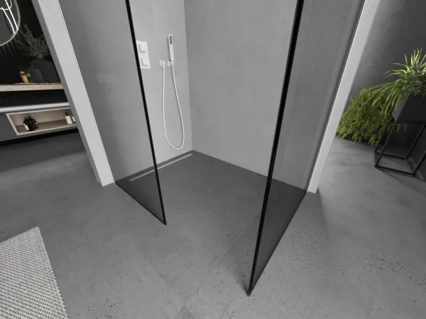 MEXEN/S - Kioto Sprchová zástena Walk-in 80 x 70, čierny vzor, biela 800-080-202-20-70-070