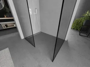 MEXEN/S - Kioto Sprchová zástena Walk-in 80 x 70, čierny vzor, biela 800-080-202-20-70-070