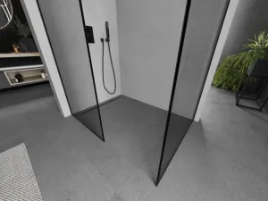 MEXEN/S - Kioto Sprchová zástena WALK-IN 100 x 100, čierny vzor, čierna 800-100-202-70-70-100