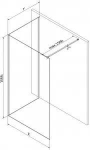 MEXEN/S - Kioto Sprchová zástena WALK-IN 100 x 80, transparent, čierna 800-100-212-70-00-080