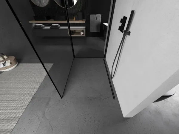 MEXEN/S - Kioto Sprchová zástena WALK-IN 100 x 80, čierny vzor, čierna 800-100-212-70-70-080