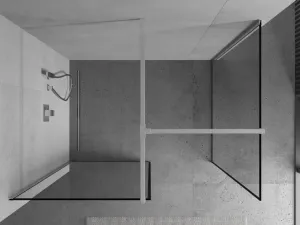 MEXEN/S - Kioto Sprchová zástena Walk-in 100 x 90, čierny vzor, chróm 800-100-202-01-70-090