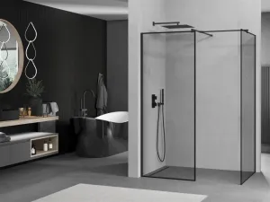 MEXEN/S - Kioto Sprchová zástena WALK-IN 80 x 80, čierny vzor, čierna 800-080-202-70-70-080