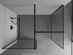 MEXEN/S - Kioto Sprchová zástena WALK-IN 80 x 80, čierny vzor, čierna 800-080-202-70-70-080