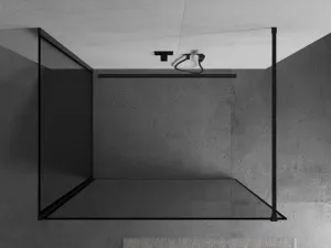 MEXEN/S - Kioto Sprchová zástena WALK-IN 100 x 90, čierny vzor, čierna 800-100-212-70-70-090