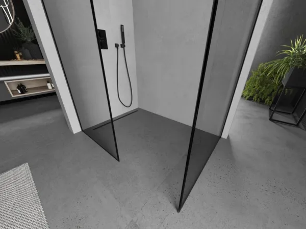 MEXEN/S - Kioto Sprchová zástena WALK-IN 120 x 70, čierny vzor, čierna 800-120-202-70-70-070